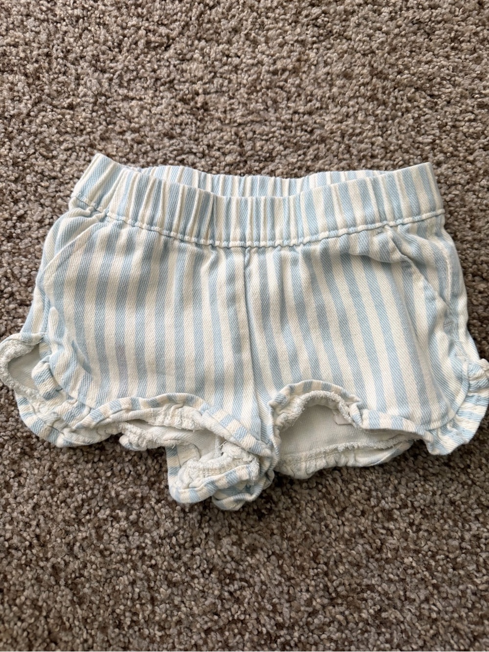 Cat & Jack Blue and White Striped Ruffle Shorts